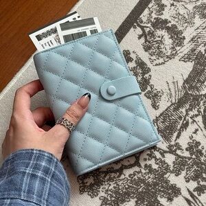 Blue Faux Leather Passport Wallet